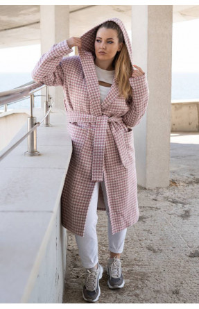 Пальто женское розового цвета с принтом 5672 213198C