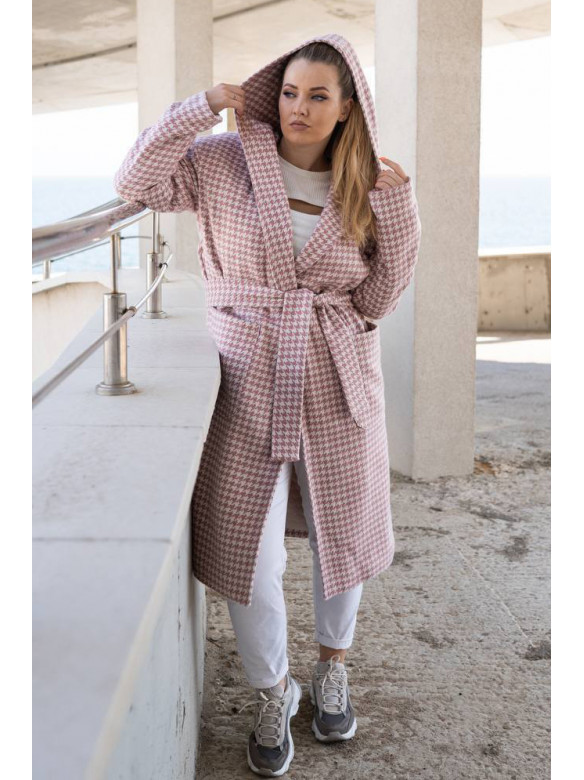 Пальто женское розового цвета с принтом 5672 213198C