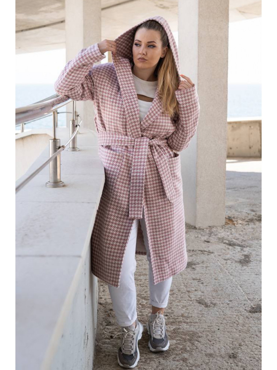 Пальто женское розового цвета с принтом 5672 213198C