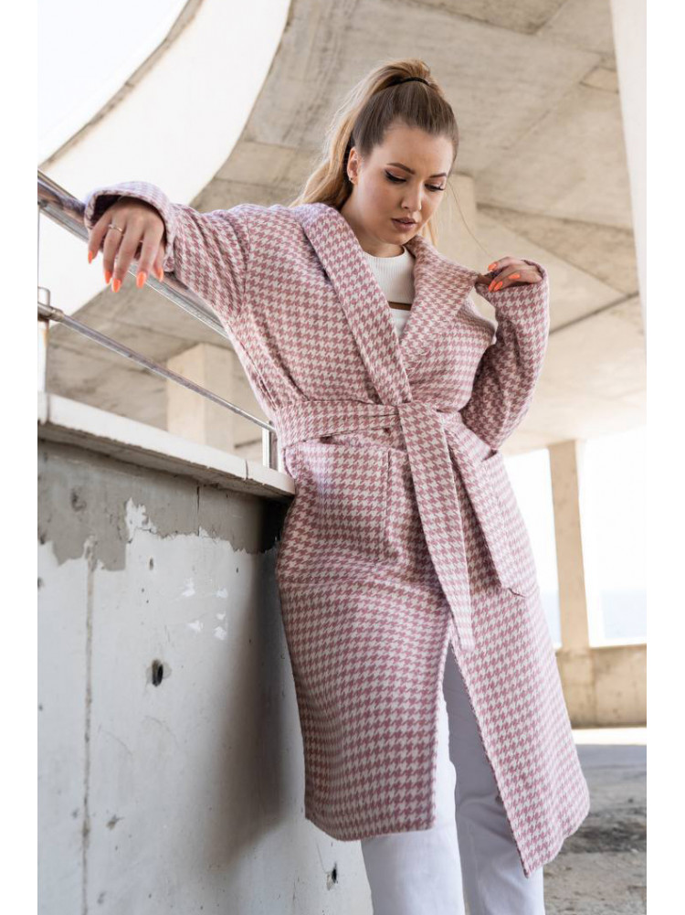 Пальто женское розового цвета с принтом 5672 213198C