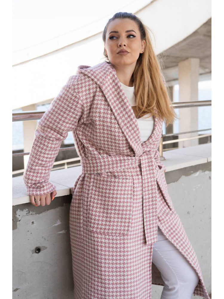 Пальто женское розового цвета с принтом 5672 213198C