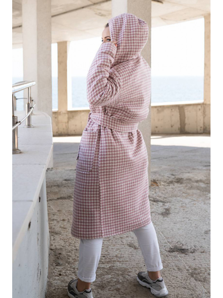 Пальто женское розового цвета с принтом 5672 213198C