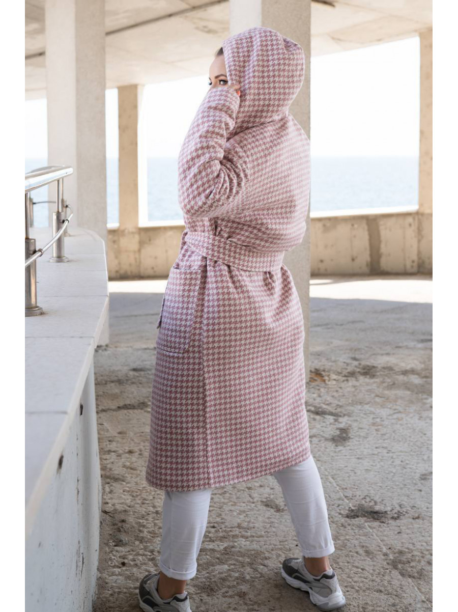 Пальто женское розового цвета с принтом 5672 213198C