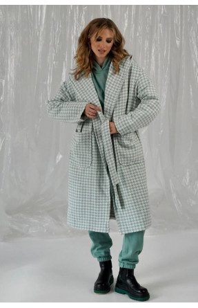 Пальто женское мятного цвета с принтом 5672 213200C