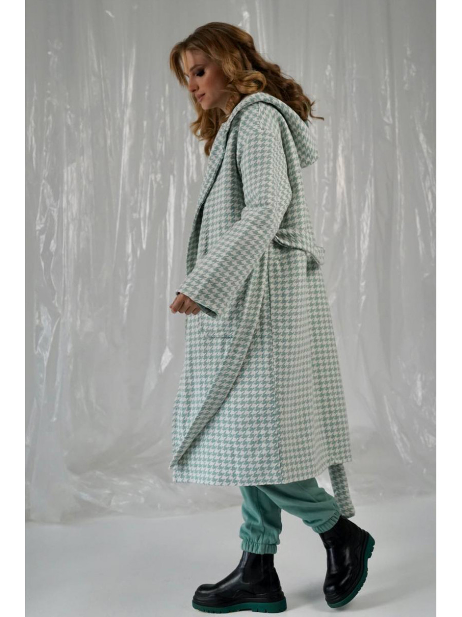 Пальто женское мятного цвета с принтом 5672 213200C