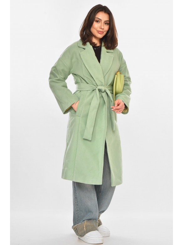 Пальто жіноче однотонне м'ятного кольору 5352 213201C