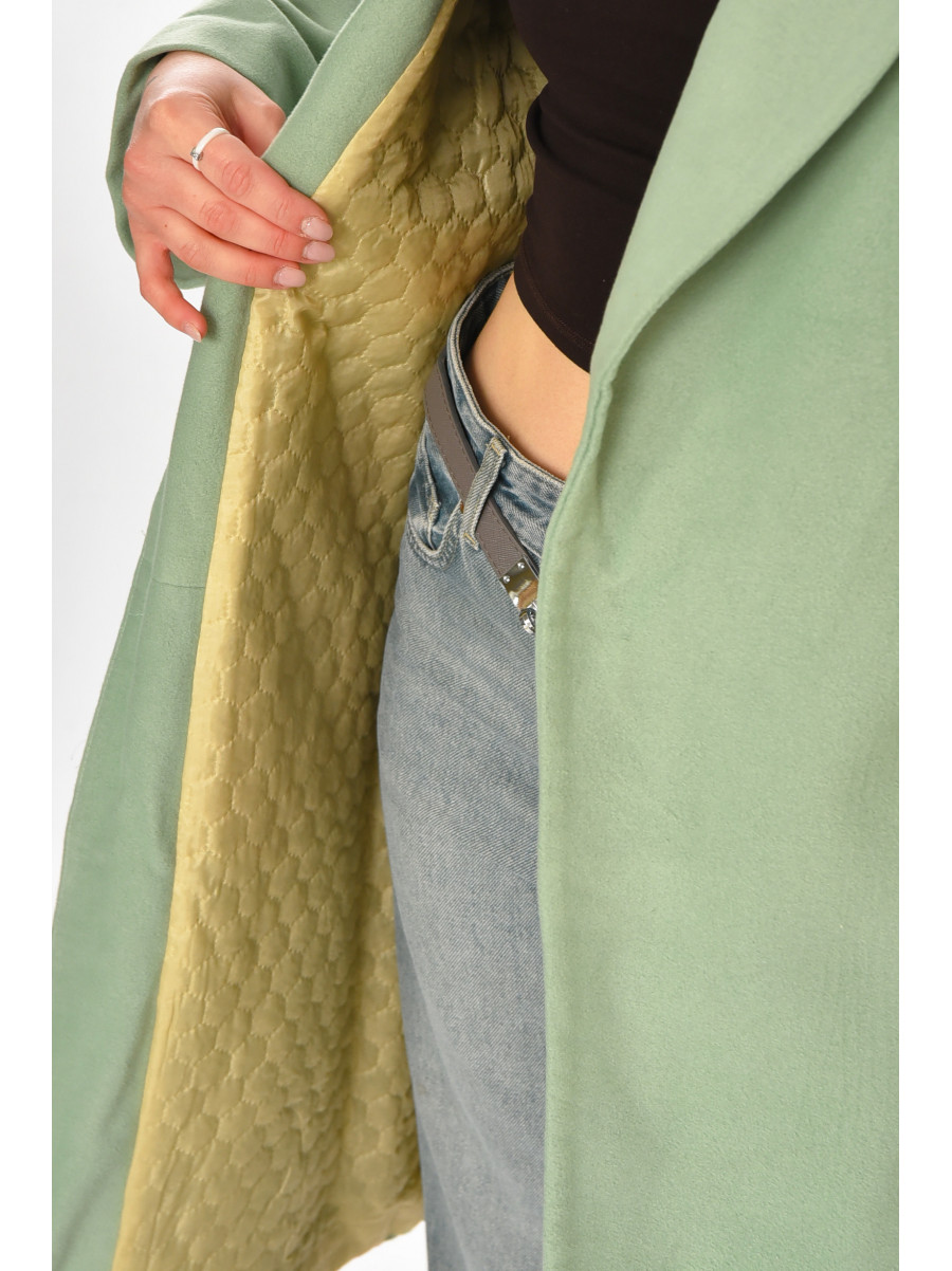 Пальто жіноче однотонне м'ятного кольору 5352 213201C