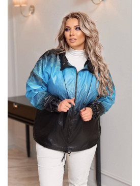 Вітровка жіноча напівбатальна бірюзового кольору з принтом 05554 213202C