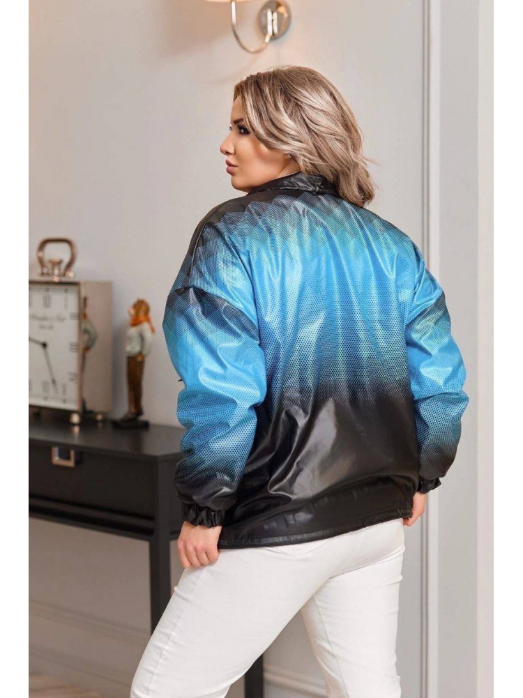 Ветровка женская полубатальная бирюзового цвета с принтом 05554 213202C