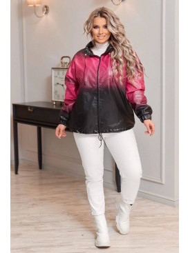 Вітровка жіноча напівбатальна рожевого кольору з принтом 05554 213203C