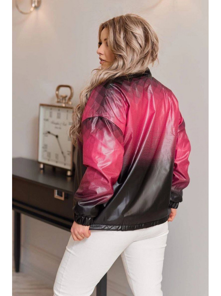 Ветровка женская полубатальная розового цвета с принтом 05554 213203C