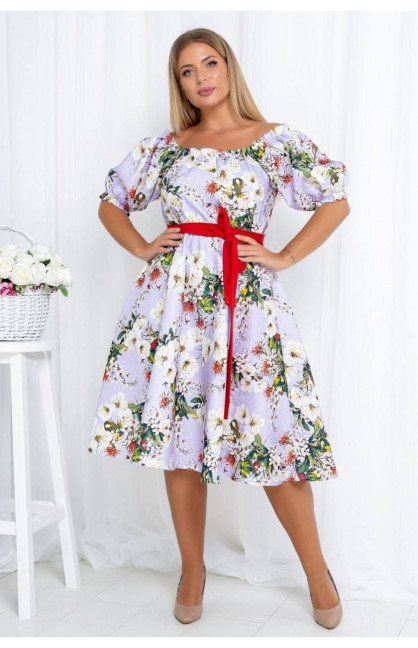 Платье женское сиреневого цвета с принтом 5330 213215C