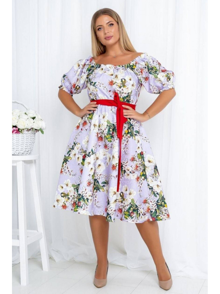 Платье женское сиреневого цвета с принтом 5330 213215C