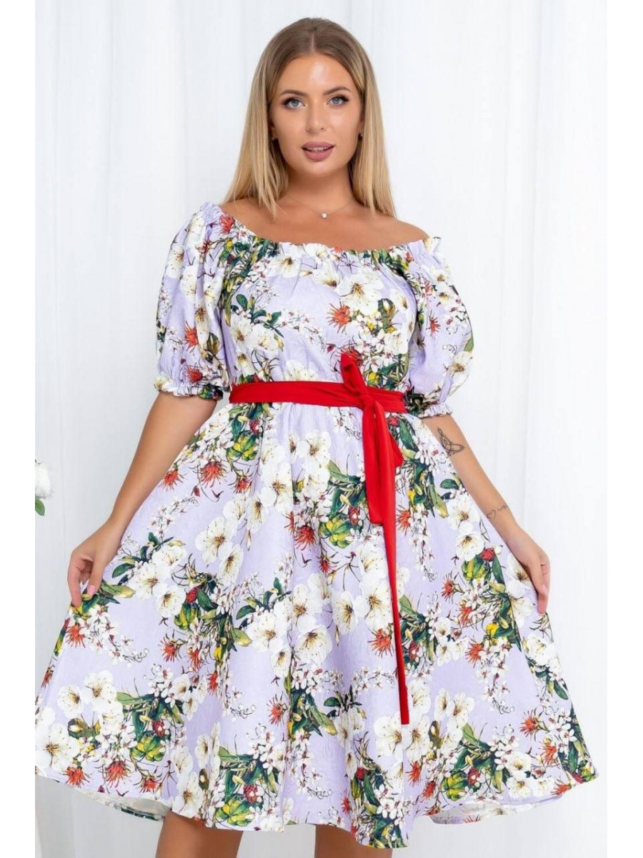 Платье женское сиреневого цвета с принтом 5330 213215C