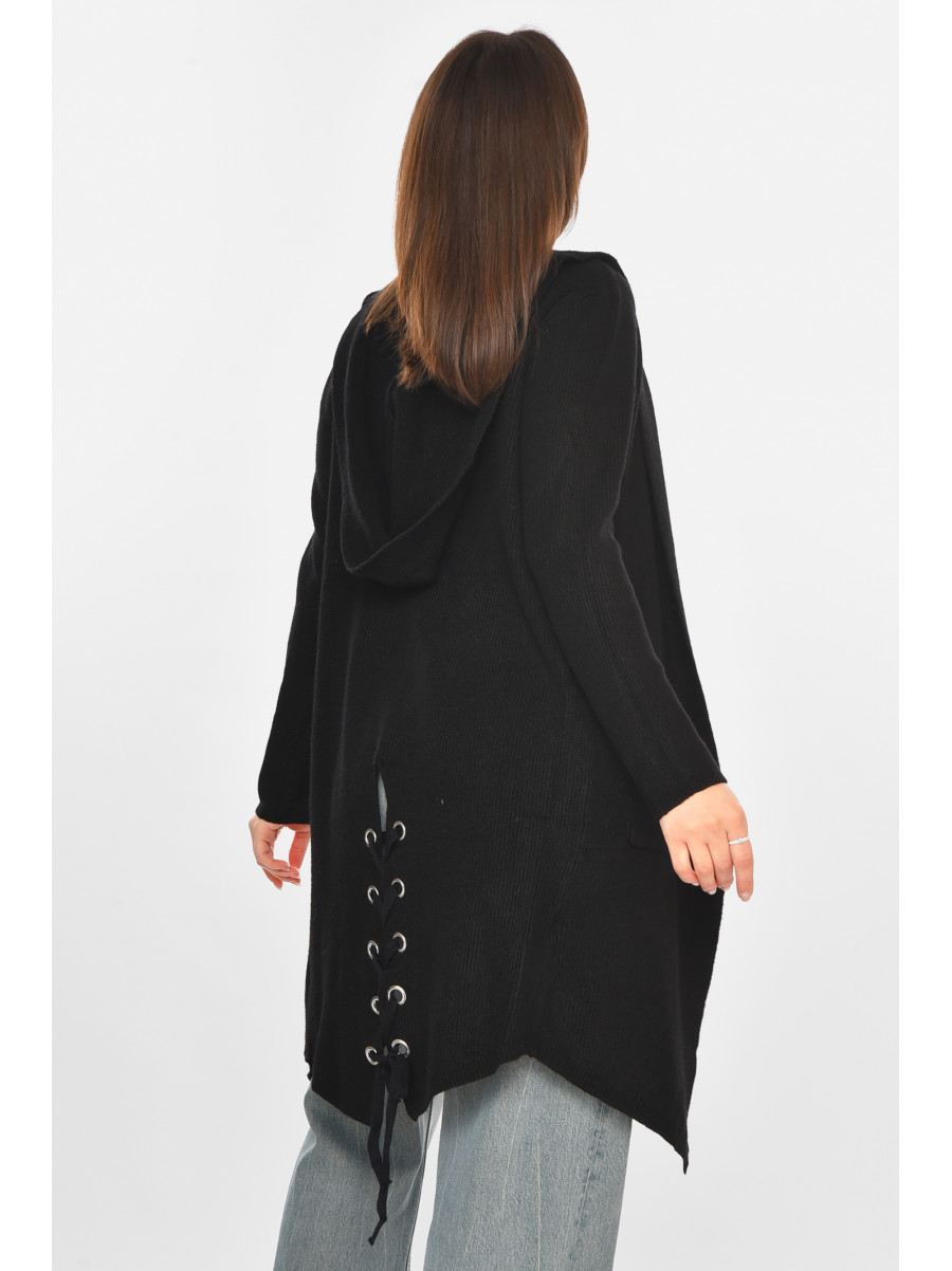 Кардиган женский однотонный черного цвета PM8633 213219C