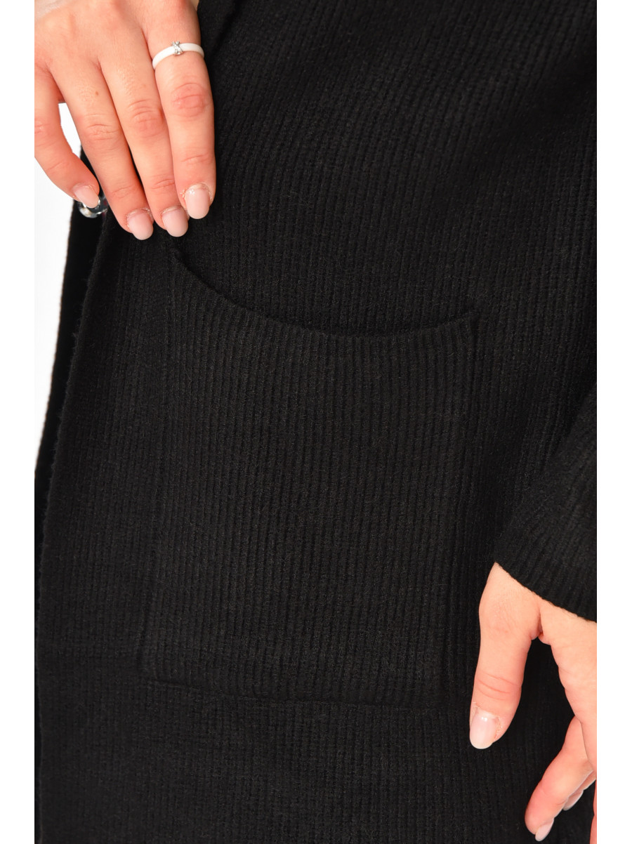 Кардиган женский однотонный черного цвета PM8633 213219C
