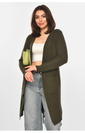 Кардиган жіночий однотонний кольору хакі PM8633 213222C