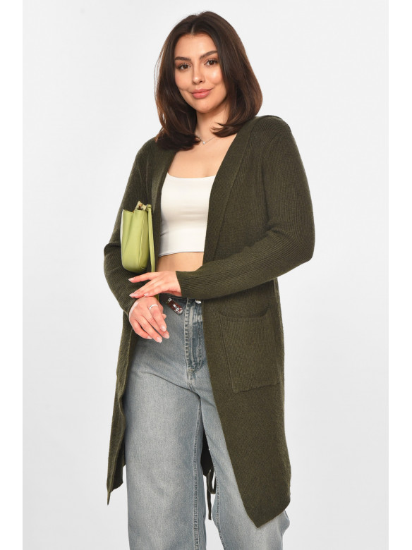 Кардиган женский однотонный цвета хаки PM8633 213222C