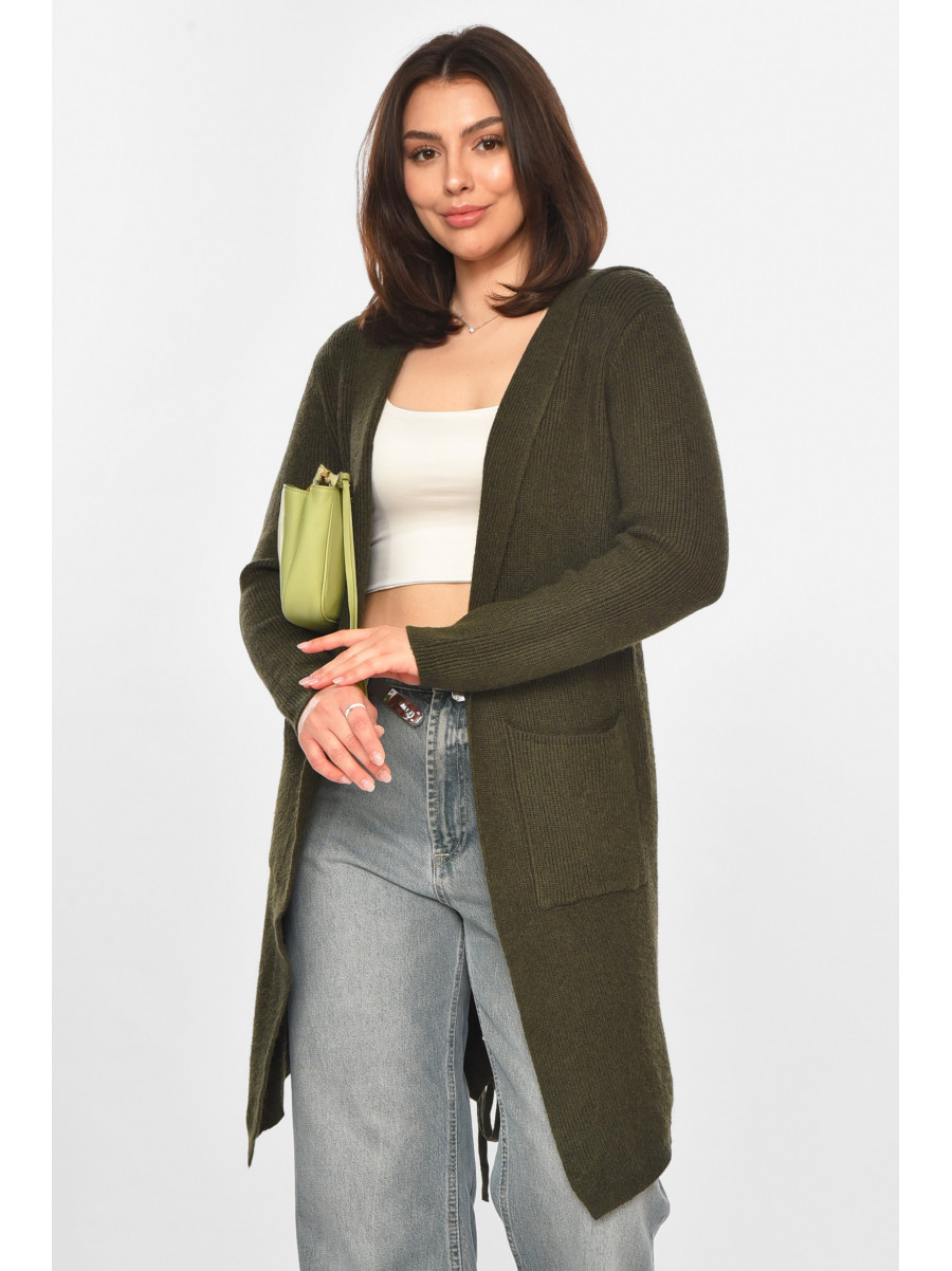 Кардиган женский однотонный цвета хаки PM8633 213222C
