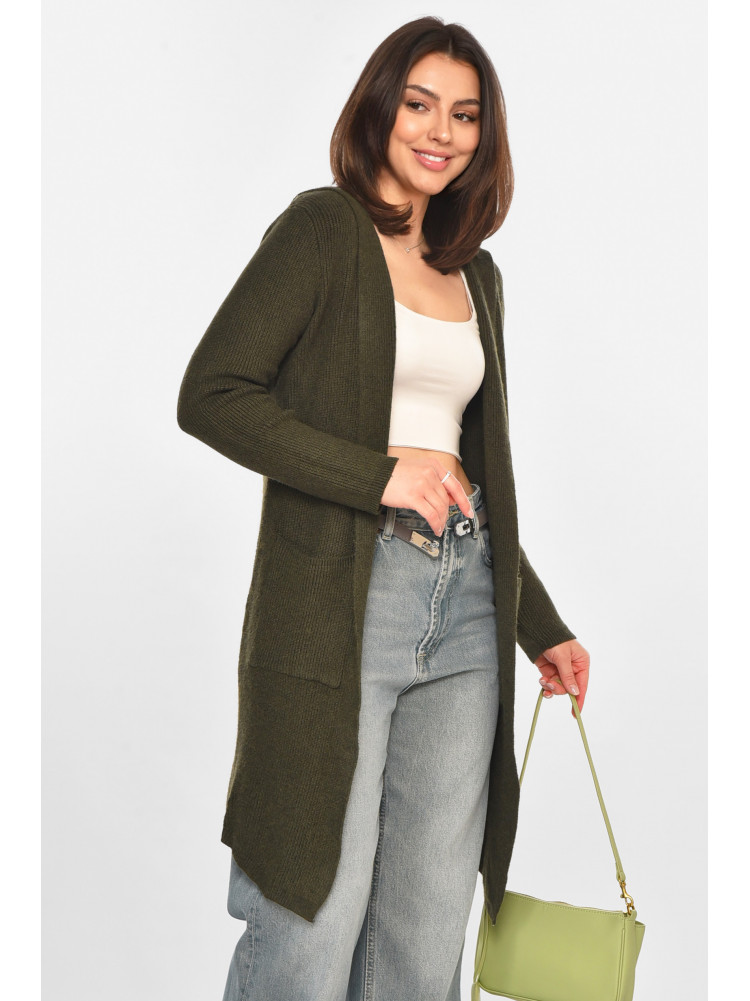 Кардиган женский однотонный цвета хаки PM8633 213222C