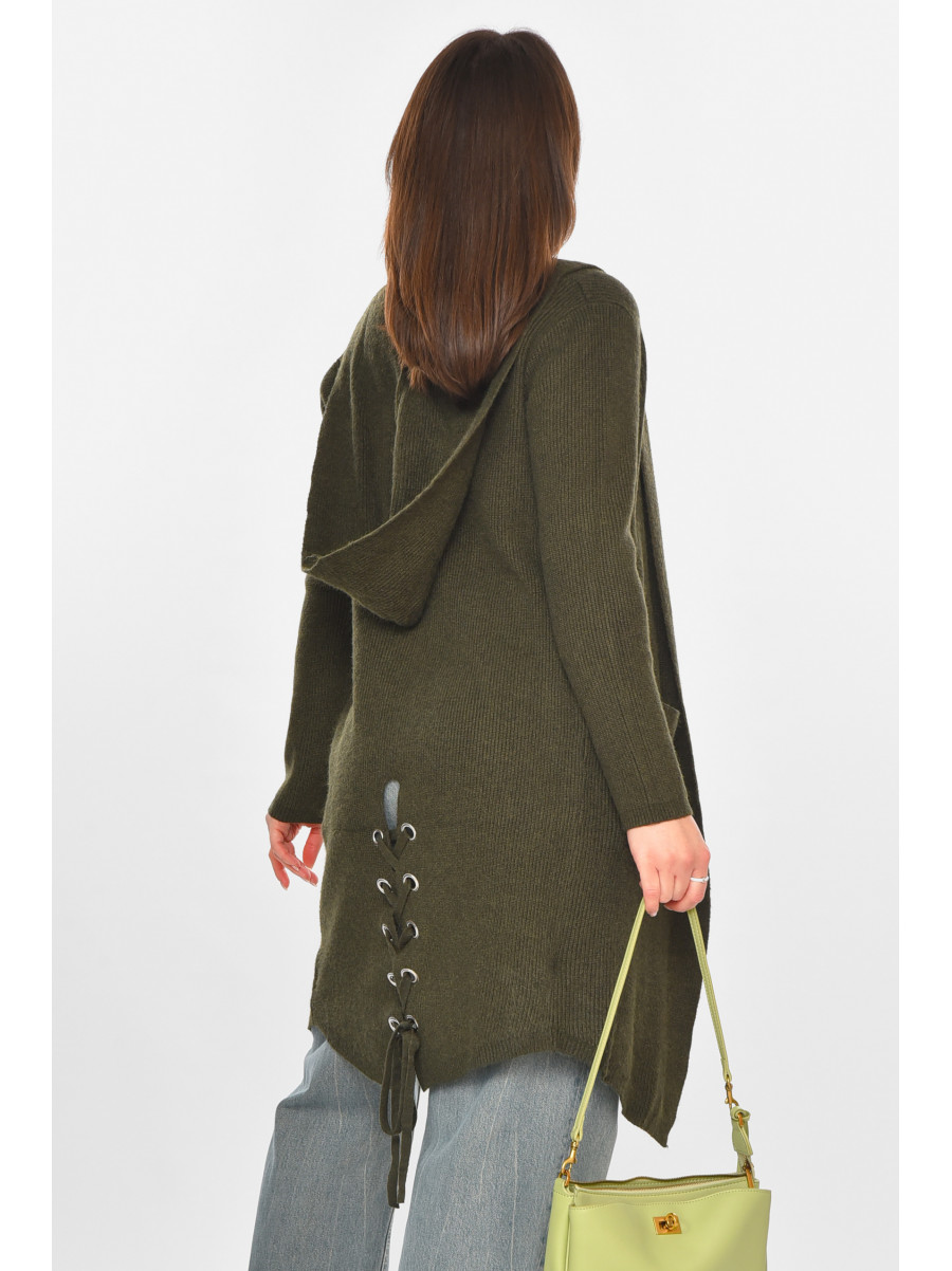 Кардиган женский однотонный цвета хаки PM8633 213222C