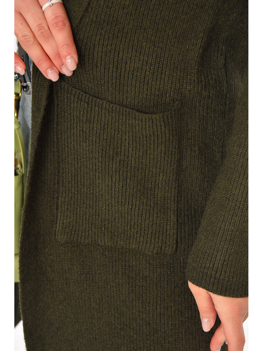 Кардиган женский однотонный цвета хаки PM8633 213222C