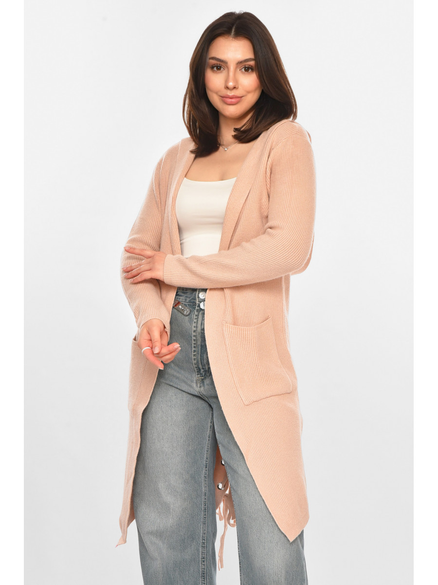 Кардиган женский однотонный пудрового цвета PM8633 213223C