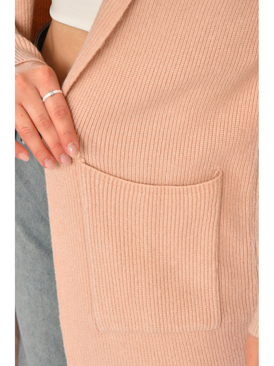 Кардиган женский однотонный пудрового цвета PM8633 213223C