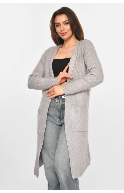Кардиган женский однотонный серого цвета PM8633 213224C