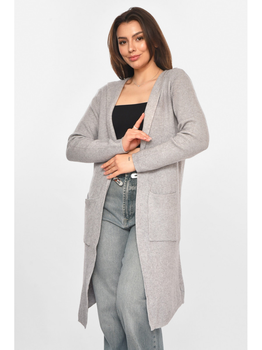 Кардиган женский однотонный серого цвета PM8633 213224C