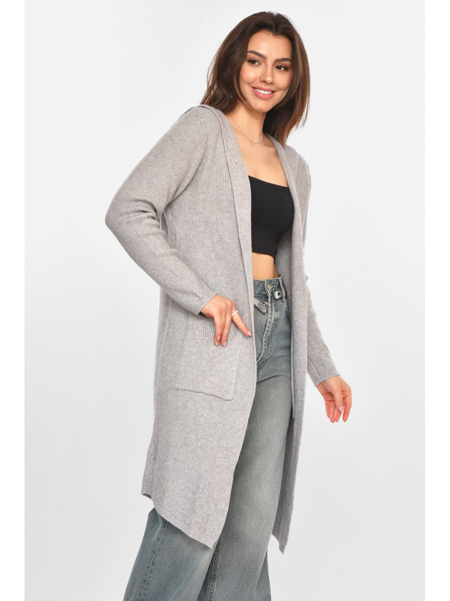 Кардиган женский однотонный серого цвета PM8633 213224C