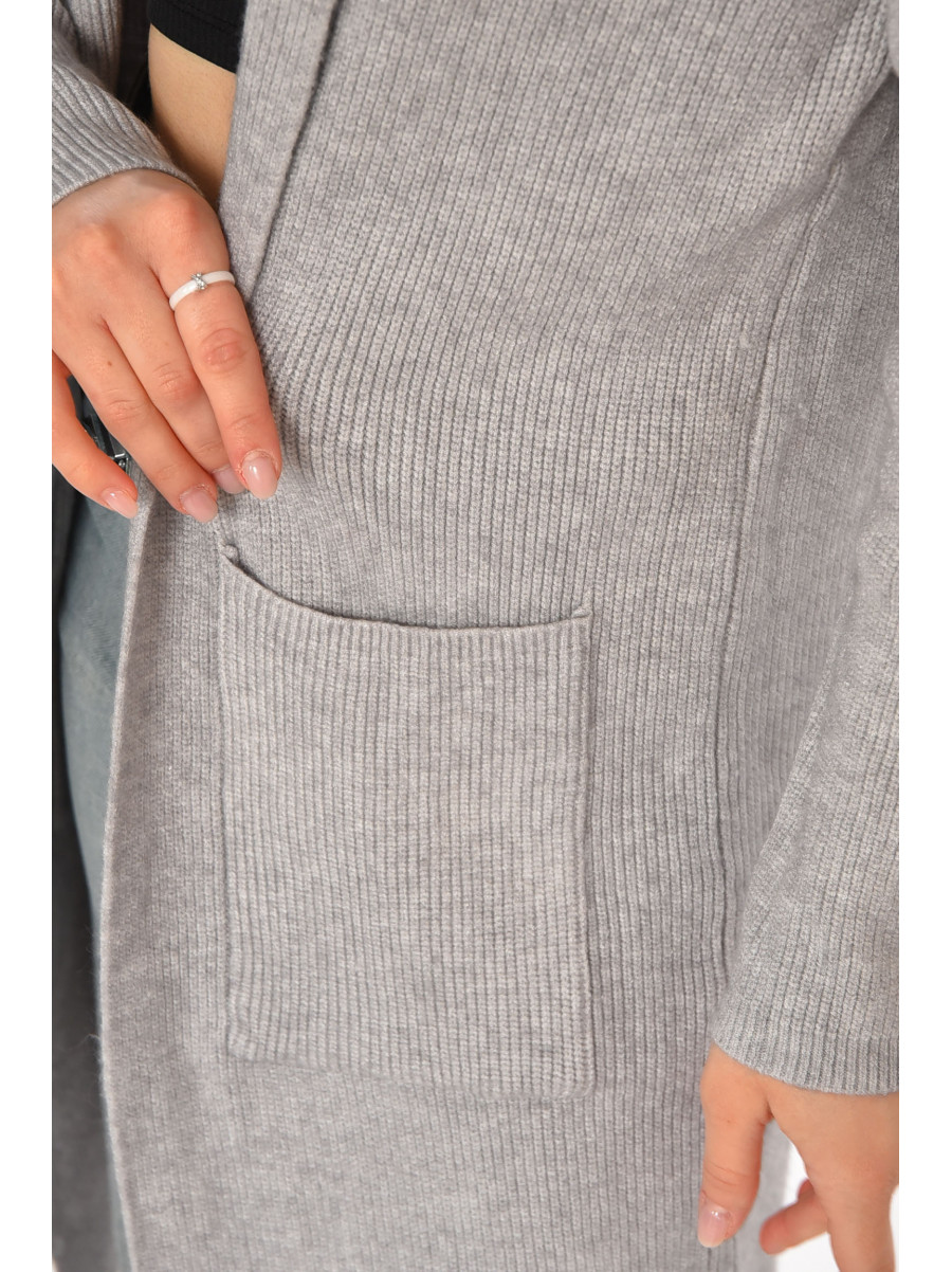 Кардиган женский однотонный серого цвета PM8633 213224C