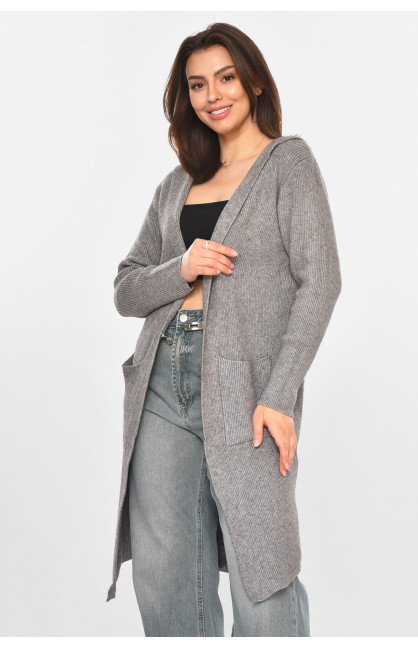 Кардиган женский однотонный тёмно-серого цвета PM8633 213225C