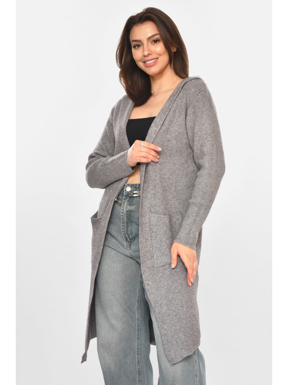 Кардиган женский однотонный тёмно-серого цвета PM8633 213225C