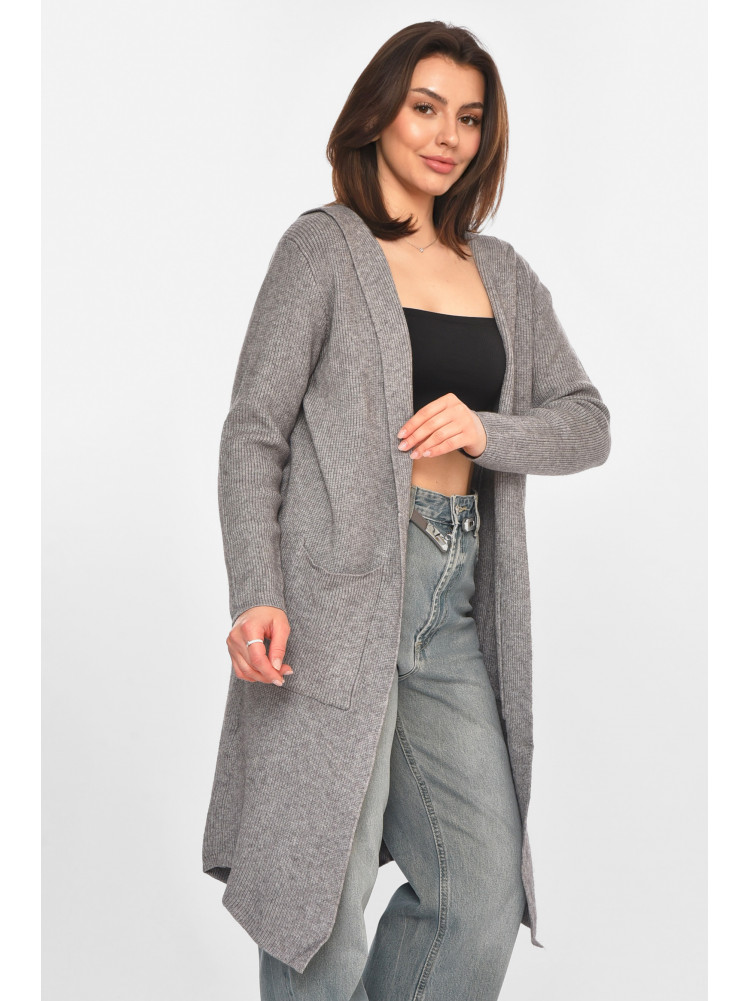 Кардиган женский однотонный тёмно-серого цвета PM8633 213225C