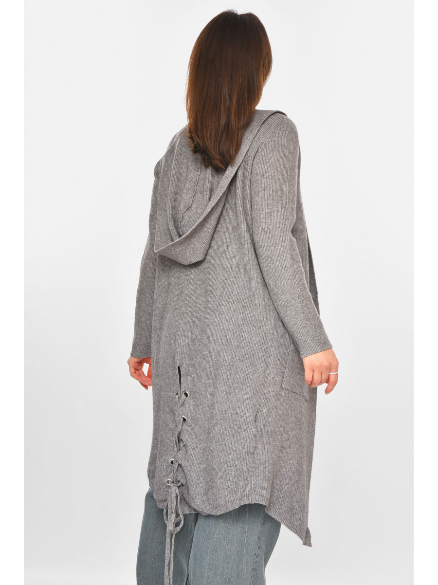 Кардиган женский однотонный тёмно-серого цвета PM8633 213225C