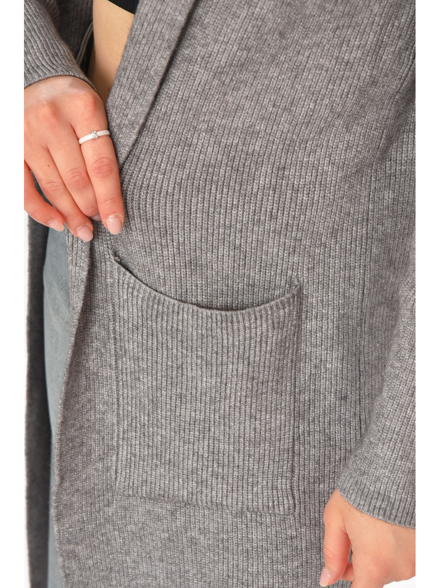 Кардиган женский однотонный тёмно-серого цвета PM8633 213225C