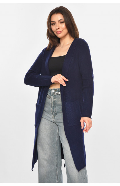 Кардиган женский однотонный тёмно-синего цвета PM8633 213226C