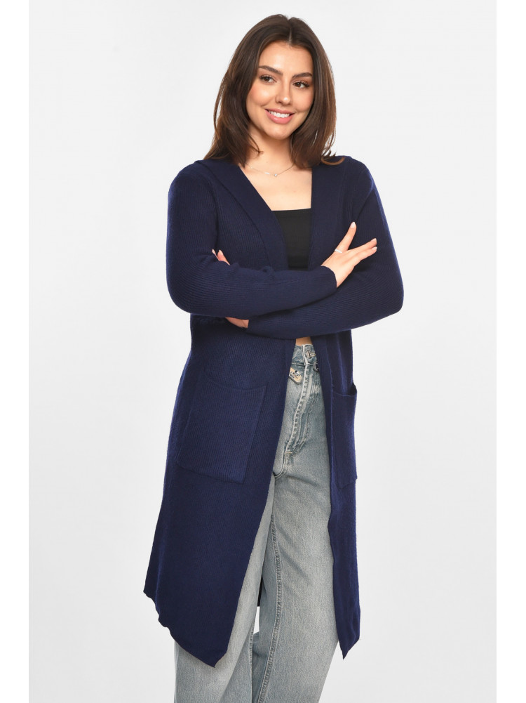Кардиган женский однотонный тёмно-синего цвета PM8633 213226C