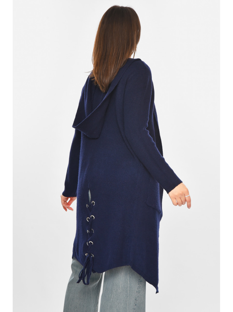 Кардиган женский однотонный тёмно-синего цвета PM8633 213226C