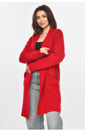 Кардиган женский однотонный красного цвета PM8651 213228C