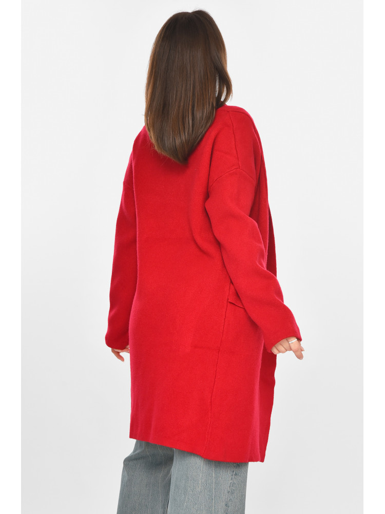 Кардиган женский однотонный красного цвета PM8651 213228C