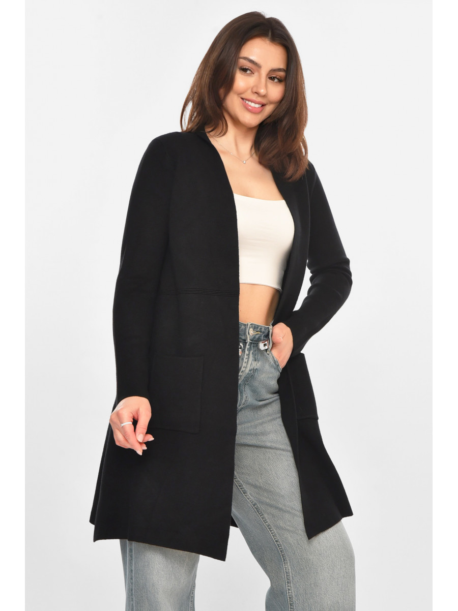 Кардиган женский однотонный черного цвета PM9057 213233C