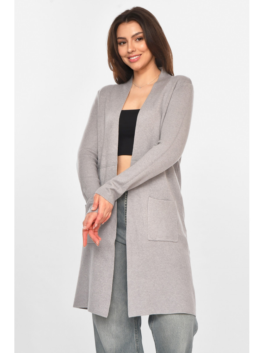 Кардиган женский однотонный серого цвета PM9057 213239C