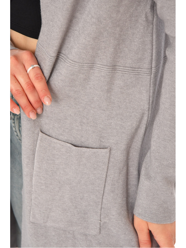 Кардиган женский однотонный серого цвета PM9057 213239C