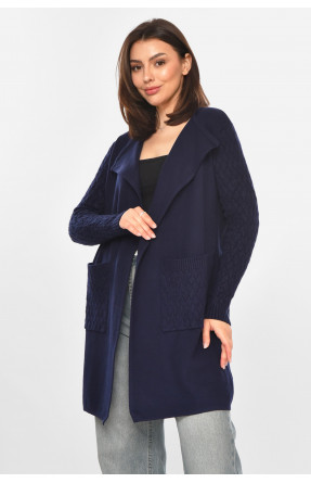Кардиган женский однотонный тёмно-синего цвета PM9264 213240C
