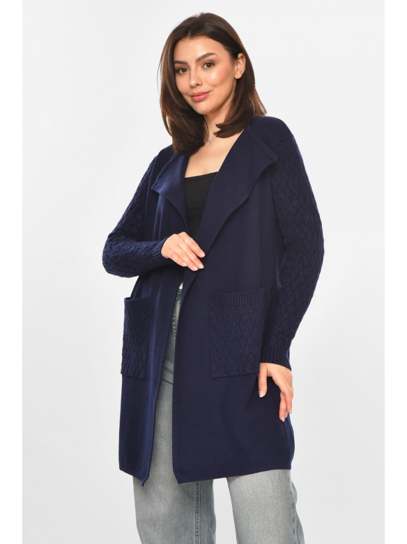 Кардиган женский однотонный тёмно-синего цвета PM9264 213240C