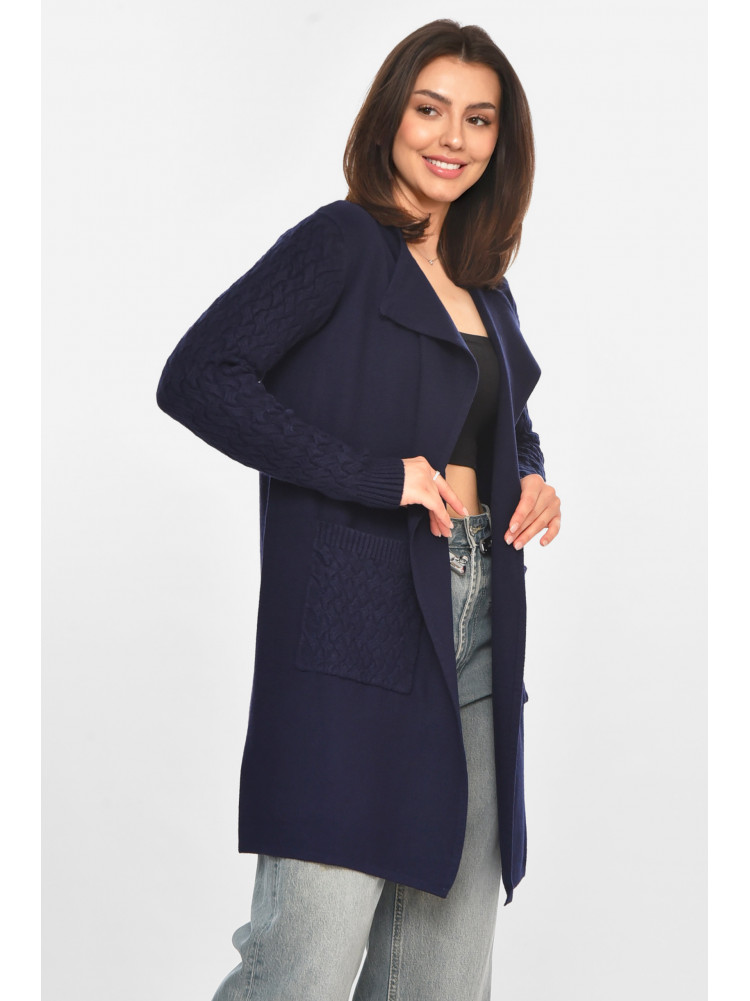 Кардиган женский однотонный тёмно-синего цвета PM9264 213240C