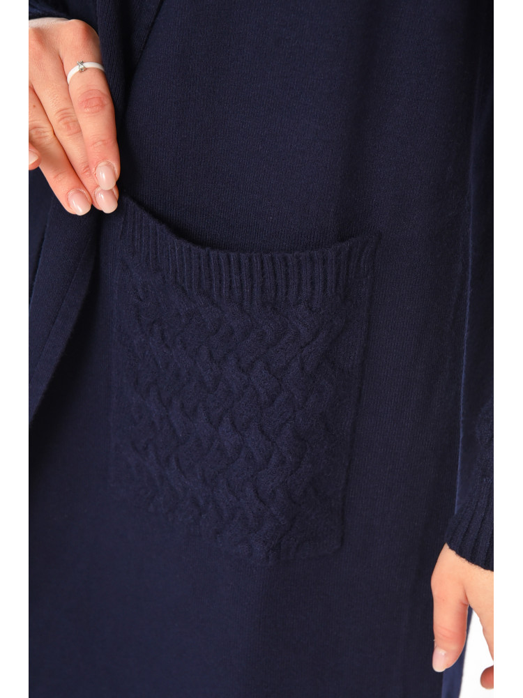 Кардиган женский однотонный тёмно-синего цвета PM9264 213240C