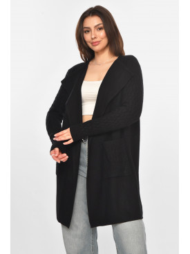 Кардиган женский однотонный черного цвета PM9264 213246C